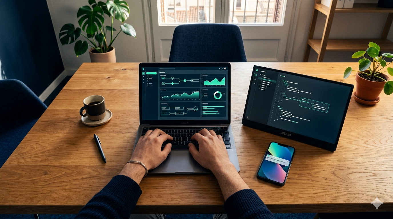 Automation and artificial intelligence for SMEs – modern office desk in Barcelona